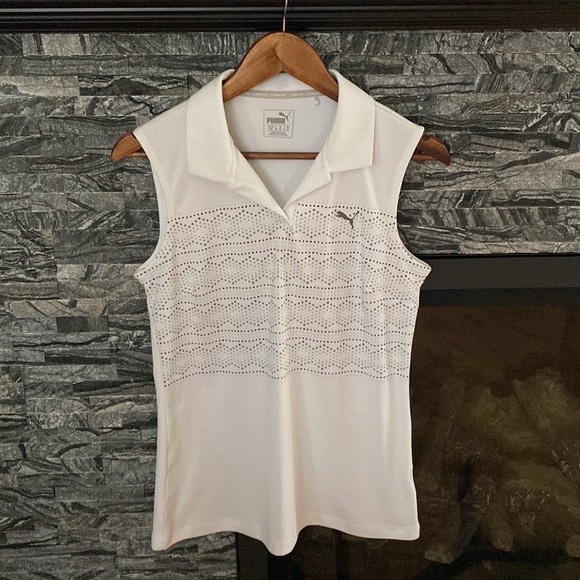 Puma Tops - Puma Golf Sleeveless Shirt Quick Dry Cell, White with Grey